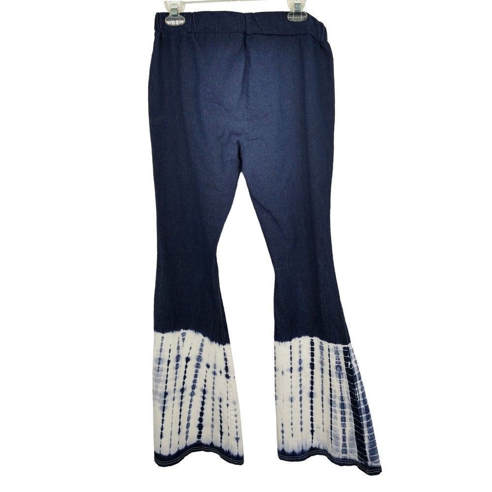 Earthbound  Denim Tie Dye Flared Leggings/Jeggings - Large - NWOT
